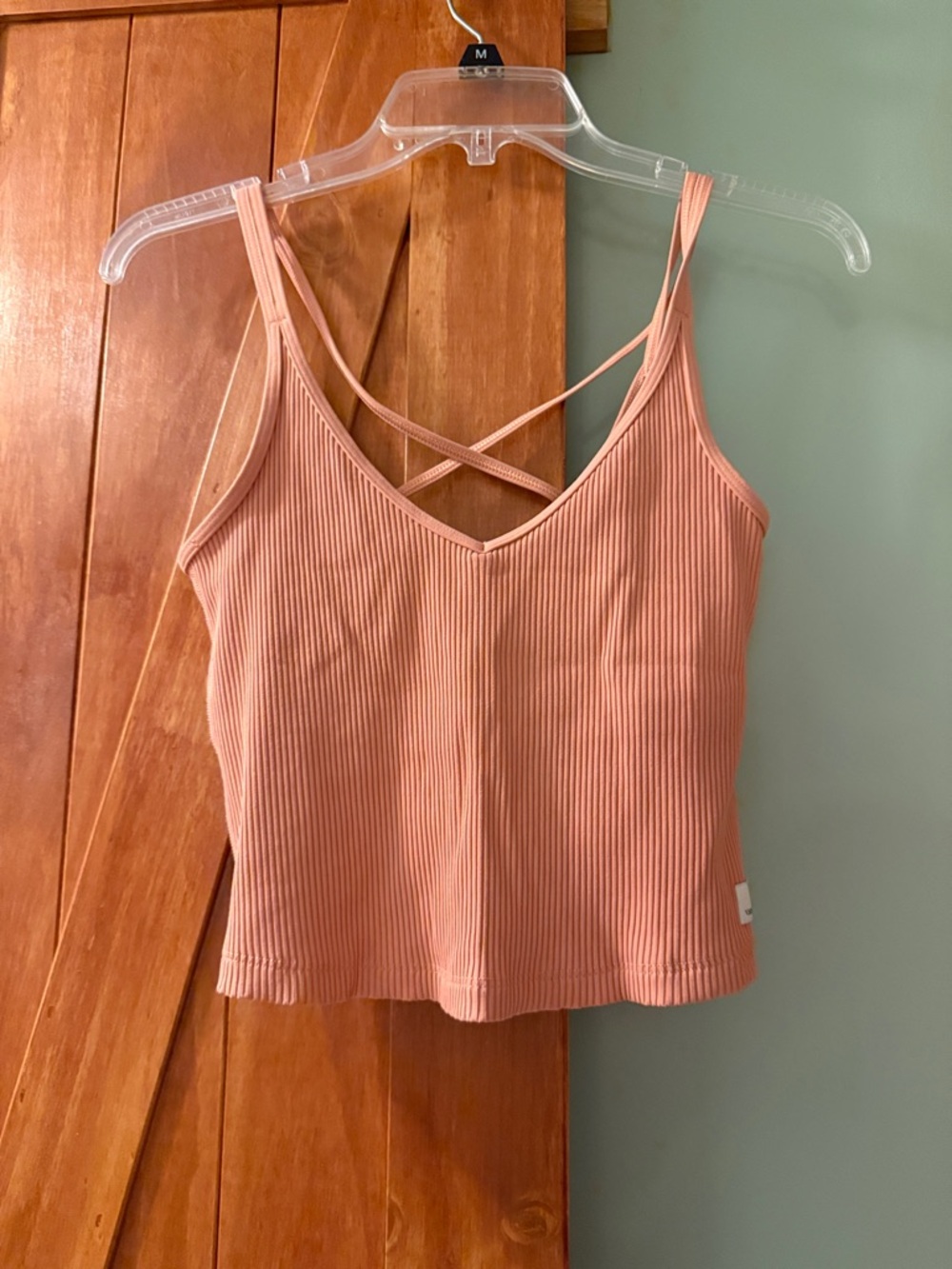 Vuori Ribbed V-Neck Crossback Camisole - Dusty Rose